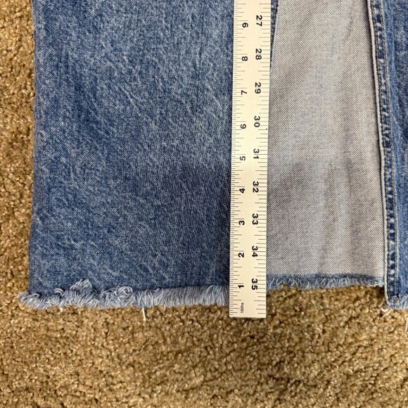 Zara Maxi Denim Skirt Womens XS Y2K Jean Blue Front Slit Streetwear Frayed 90s - Picture 9 of 14